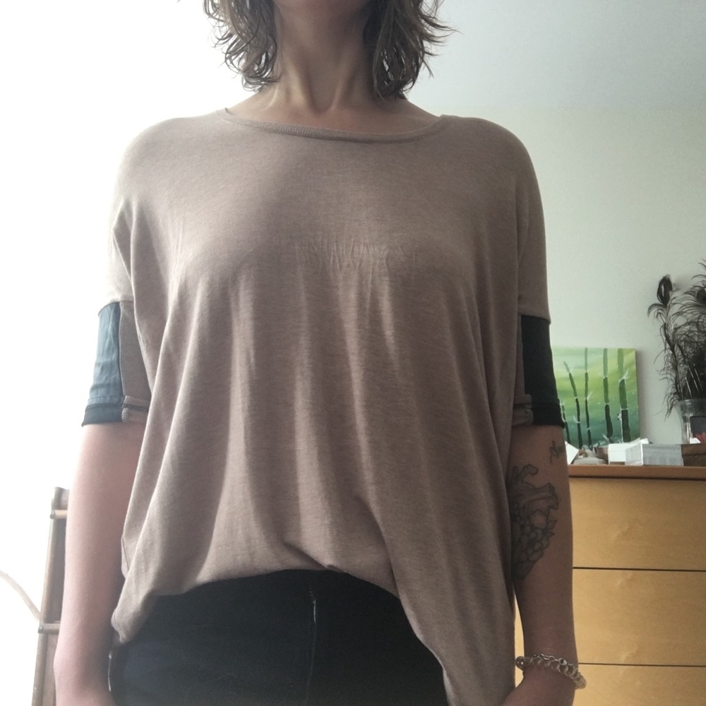 Pleather sleeved shirt